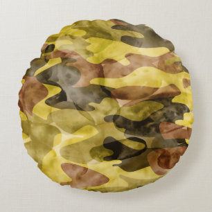 Abstract Watercolor: Camouflage Tie Dye Round Cushion