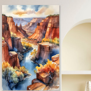 Abstract Watercolor Canyon Cliff Painting Poster