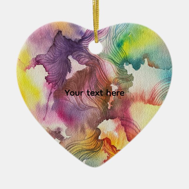 Abstract Watercolor  Ceramic Ornament (Front)