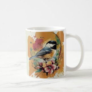 Abstract Watercolor Chickadee - Amber Coffee Mug