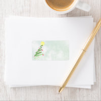 Abstract Watercolor Christmas Tree Blank Address