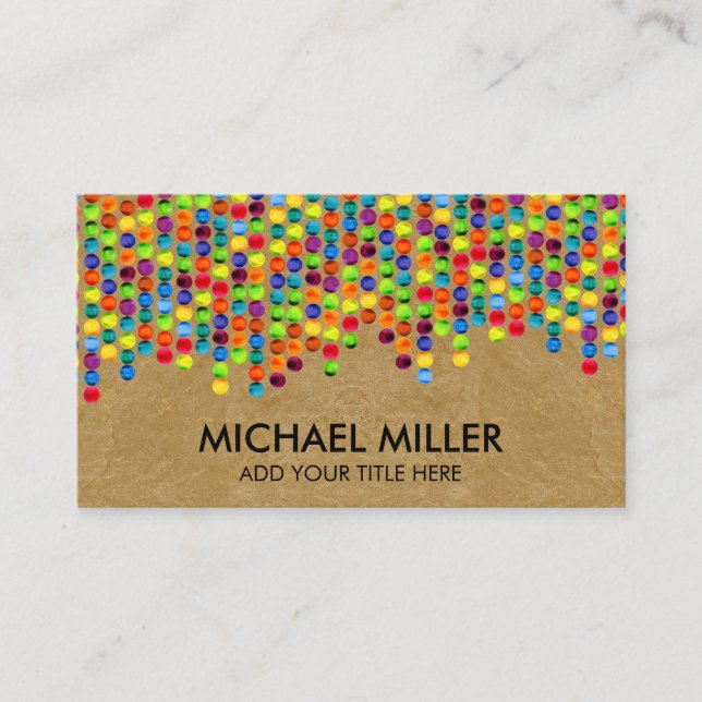 Abstract Watercolor Circle lines Business Card (Front)
