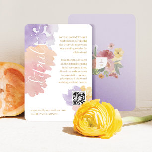 Abstract Watercolor Citrus Floral Details QR Code Enclosure Card