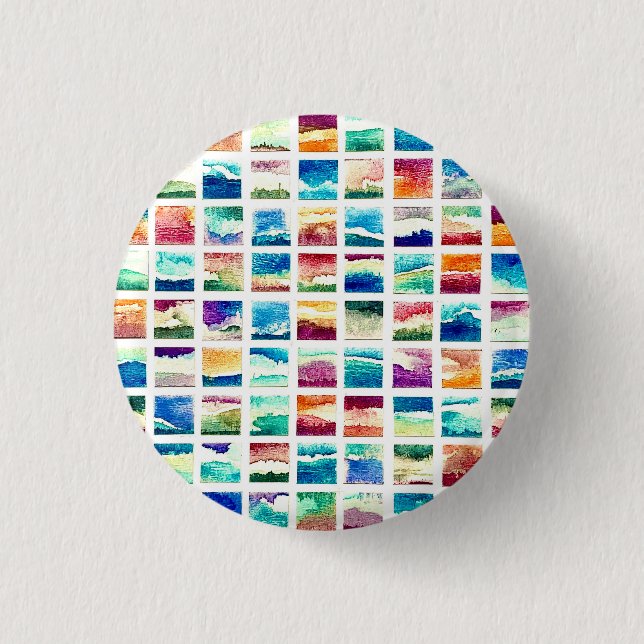 Abstract Watercolor Cloud Squares  3 Cm Round Badge (Front)