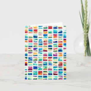 Abstract Watercolor Cloud Squares Folded Note Card