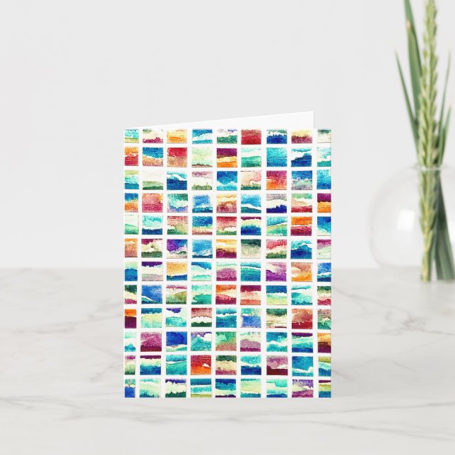 Abstract Watercolor Cloud Squares Folded Note Card (Front)