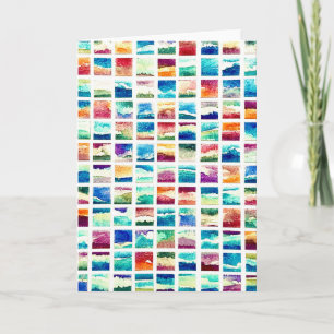 Abstract Watercolor Cloud Squares Greeting Card