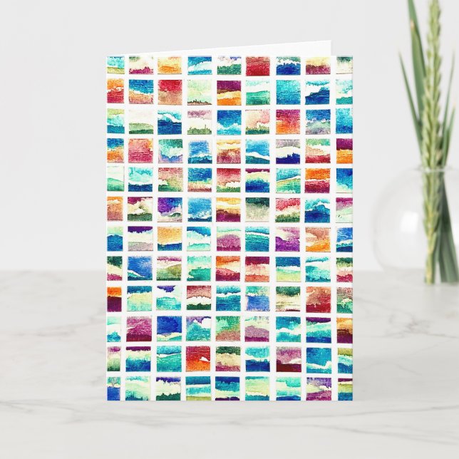 Abstract Watercolor Cloud Squares Greeting Card (Front)