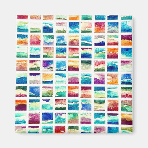 Abstract Watercolor Cloud Squares  Magnet
