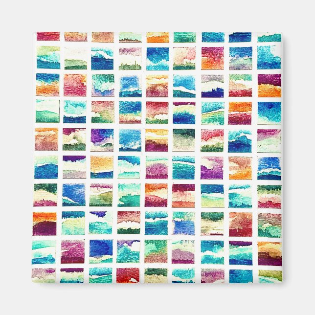 Abstract Watercolor Cloud Squares  Magnet (Front)