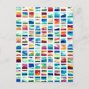 Abstract Watercolor Cloud Squares Postcard