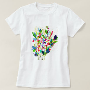 Abstract watercolor colourful floral T-Shirt