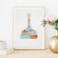 Abstract Watercolor Custom Message in a Bottle Art