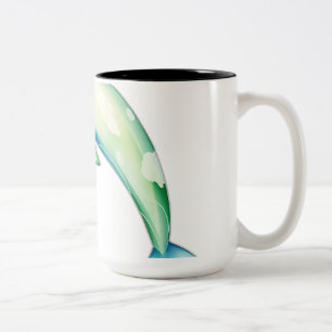 Abstract Watercolor Dolphin with Sea Stars Two-Tone Coffee Mug