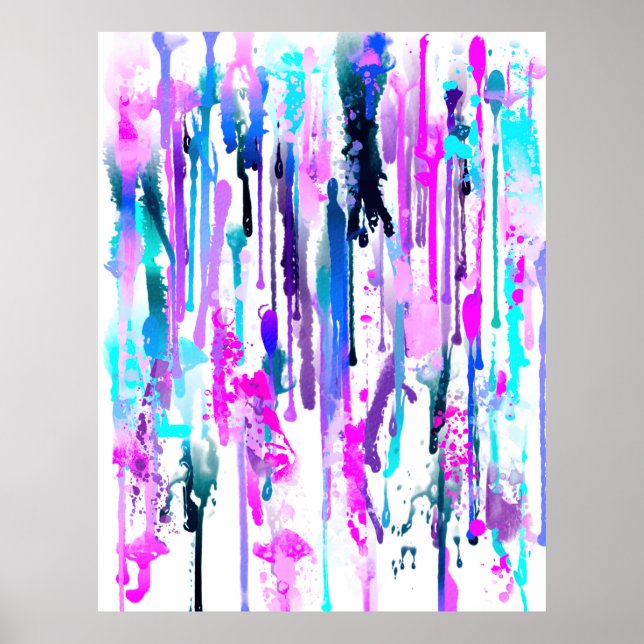 Abstract Watercolor Drips Poster (Front)