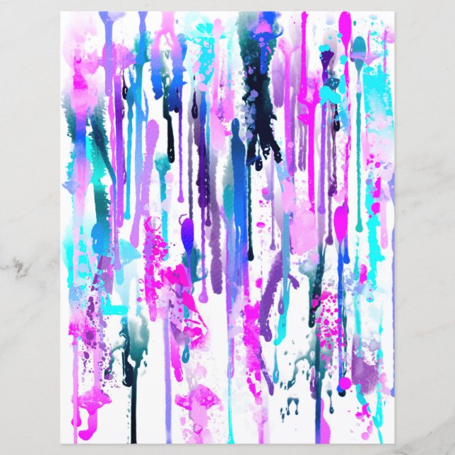 Abstract Watercolor Drips Scrapbook Paper (Front)