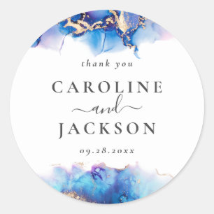 Abstract Watercolor Favour Thank You Classic Round Sticker