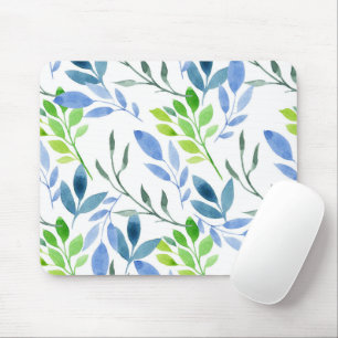 Abstract Watercolor Fern Leaves Mouse Pad