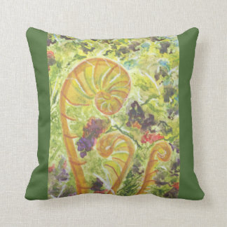 Abstract watercolor ferns cushion