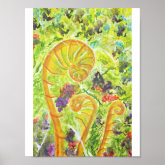 Abstract watercolor ferns poster