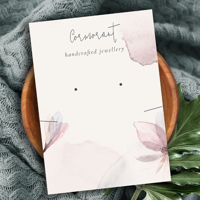Abstract Watercolor Floral Blush Earring Necklace Business Card (Creator Uploaded)