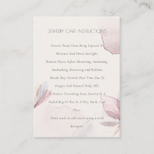 Abstract Watercolor Floral Blush Jewelry Care Business Card