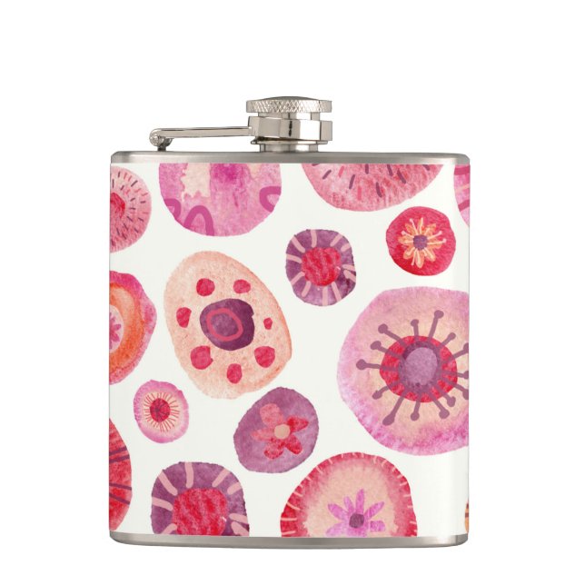 Abstract Watercolor Floral Hip Flask (Front)