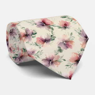 Abstract Watercolor Floral Pattern Tie