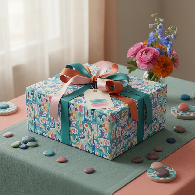 Abstract watercolor floral pattern wrapping paper (Creator Uploaded)