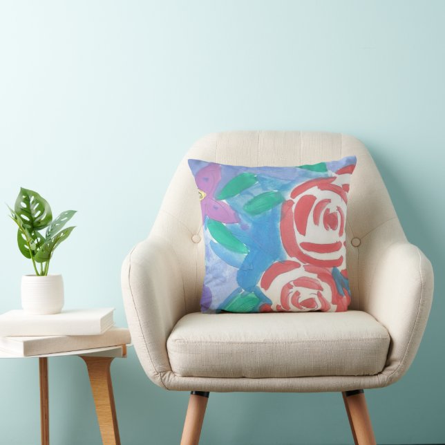Abstract Watercolor Floral Print Cushion (Chair)