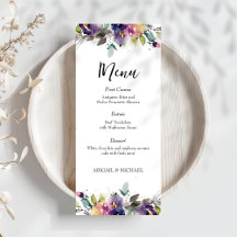 Abstract Watercolor Floral Wedding Menu