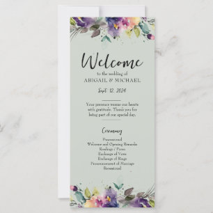 Abstract Watercolor Floral Wedding Program