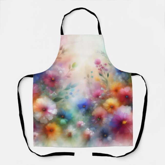 Abstract Watercolor Florals Apron (Front)