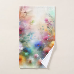 Abstract Watercolor Florals Bath Towels Set