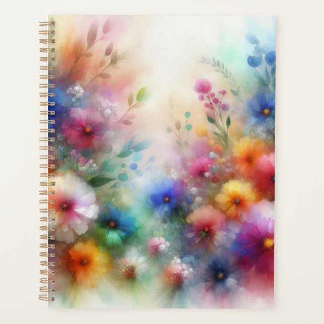 Abstract Watercolor Florals Print Planner (Front)