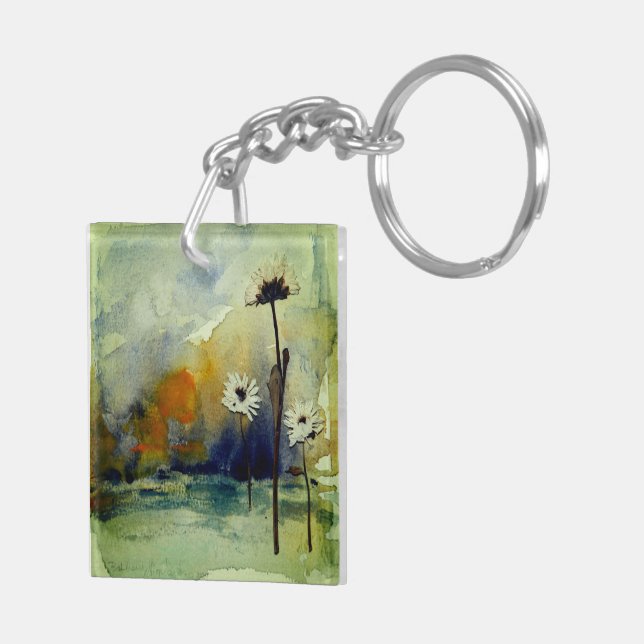 Abstract Watercolor Flower Keychain  (Back Right)