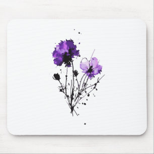 Abstract Watercolor Flowers Mouse Pad