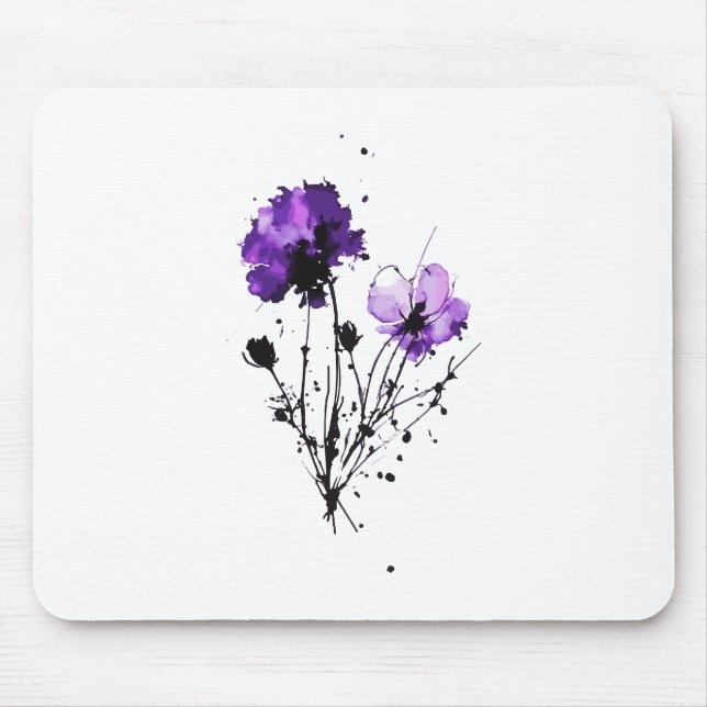 Abstract Watercolor Flowers Mouse Pad (Front)