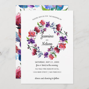 Abstract watercolor  Flowers wreath Wedding Invitation