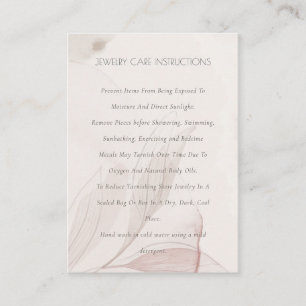 Abstract Watercolor Foliage Blush Jewellery Care Business Card