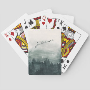 Abstract Watercolor Forest Landscape Personalised Playing Cards