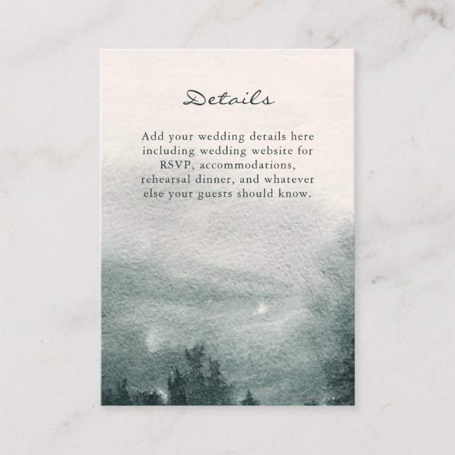 Abstract Watercolor Forest Landscape Wedding  Enclosure Card (Front)