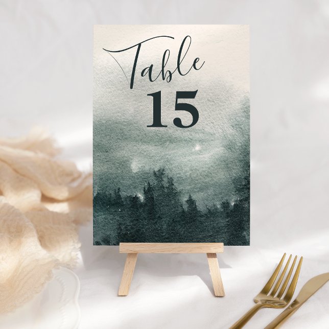 Abstract Watercolor Forest Landscape Wedding  Table Number (Creator Uploaded)