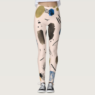 Abstract Watercolor: Geometric Ink Pattern. Leggings