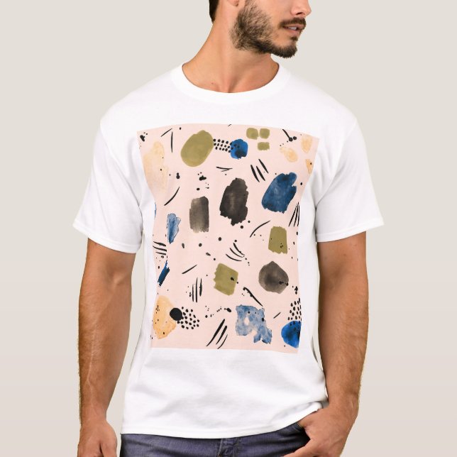Abstract Watercolor: Geometric Ink Pattern. T-Shirt (Front)
