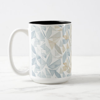 "Abstract Watercolor Geometric Neutral Mug" Two-Tone Coffee Mug
