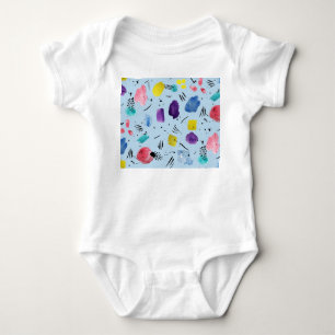 Abstract Watercolor Geometric Shapes Pattern Baby Bodysuit