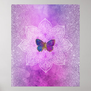 *~* Abstract Watercolor Glitter Mandala Butterfly Poster