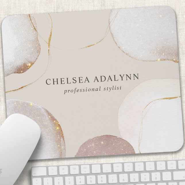 Abstract Watercolor Glittering Luxury Elegant Gold Mouse Pad (Creator Uploaded)