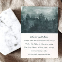 Abstract Watercolor Green Forest Scene Wedding
